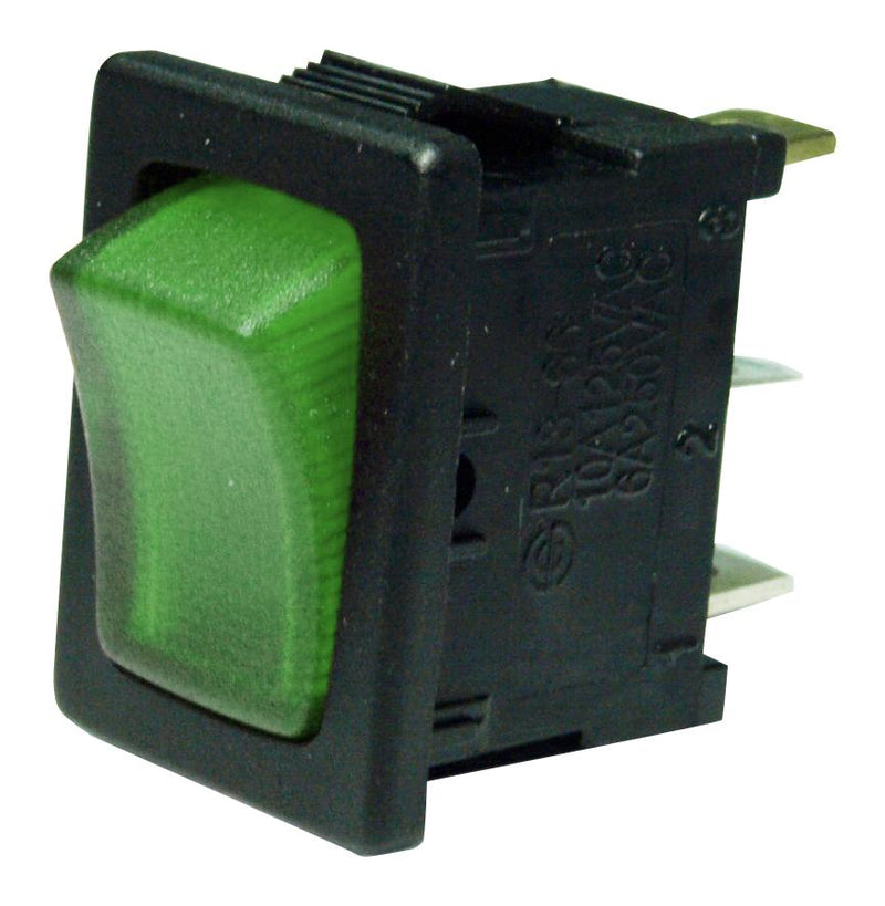 Multicomp PRO MP004565 Rocker Switch Spst 16 A 125VAC Green Panel Mount On-Off Quick Connect 13.2 mm x 19.8