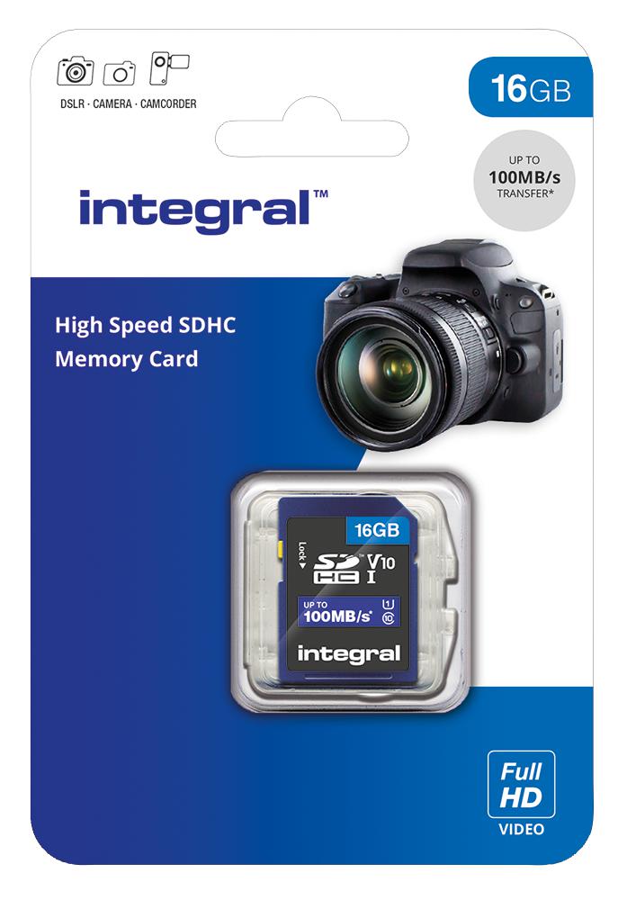 Integral INSDH16G-100V10 INSDH16G-100V10 16GB High Speed Sdhc UHS-I Memory Card U1 V10 100MB/s