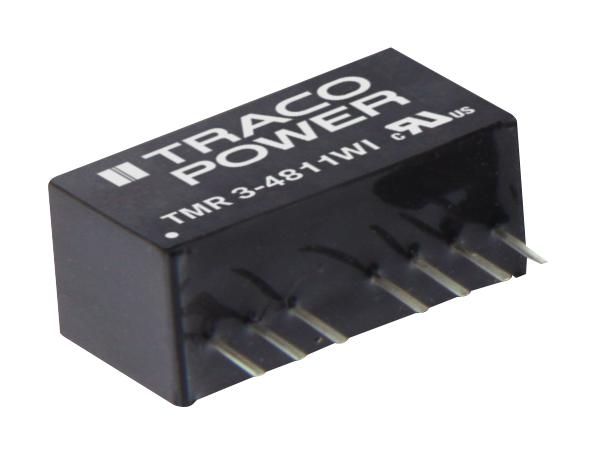 TRACOPOWER TMR 3-2423WI Isolated Board Mount DC/DC Converter, Regulated, 2 Output, 3 W, 15 V, 100 mA, -15 V, 100 mA