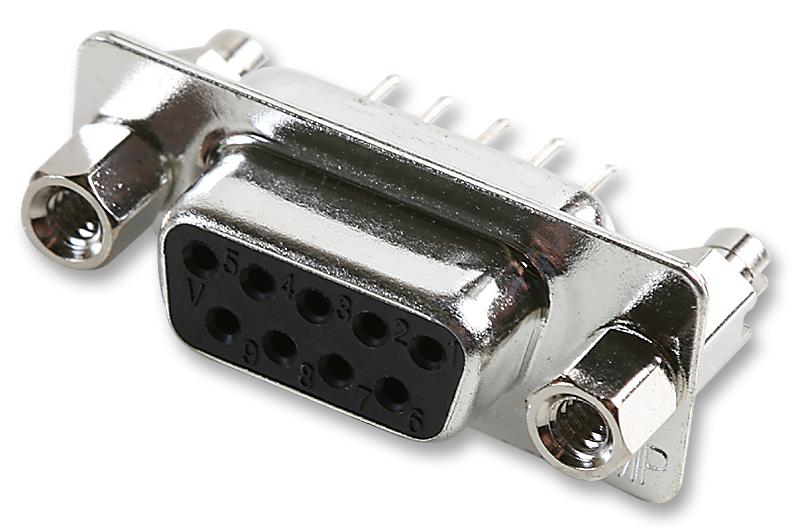 TE Connectivity 2301838-2 D Sub Connector DB9 9 Contacts Receptacle Through Hole DE Steel Body