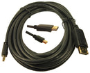 Multicomp PRO MP-FCR72013 Audio / Video Cable Assembly Displayport Plug Mini 3.3 ft 1 m Black New