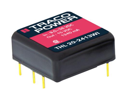 Tracopower THL 20-4815WI Isolated Board Mount DC/DC Converter ITE 1 Output 20 W 24 V 835 mA