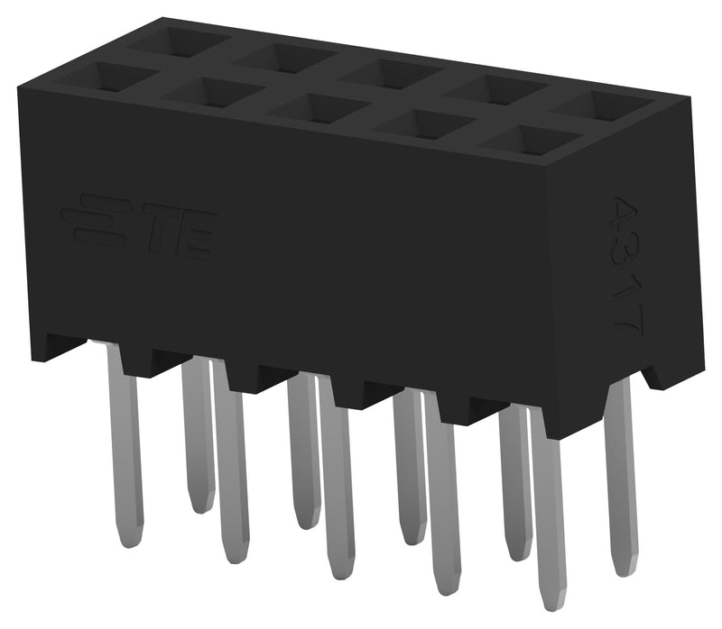 TE Connectivity 1-2314822-0 PCB Receptacle Board-to-Board 2 mm Rows 10 Contacts Through Hole Mount Ampmodu Series