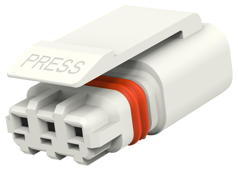 TE Connectivity 1-2834074-3 Connector Housing Miniature IP67 White Slimseal Plug 3 Ways 2.5 mm