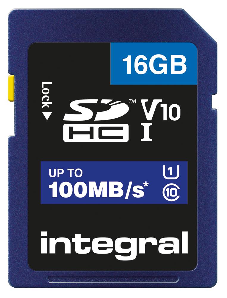 Integral INSDH16G-100V10 INSDH16G-100V10 16GB High Speed Sdhc UHS-I Memory Card U1 V10 100MB/s