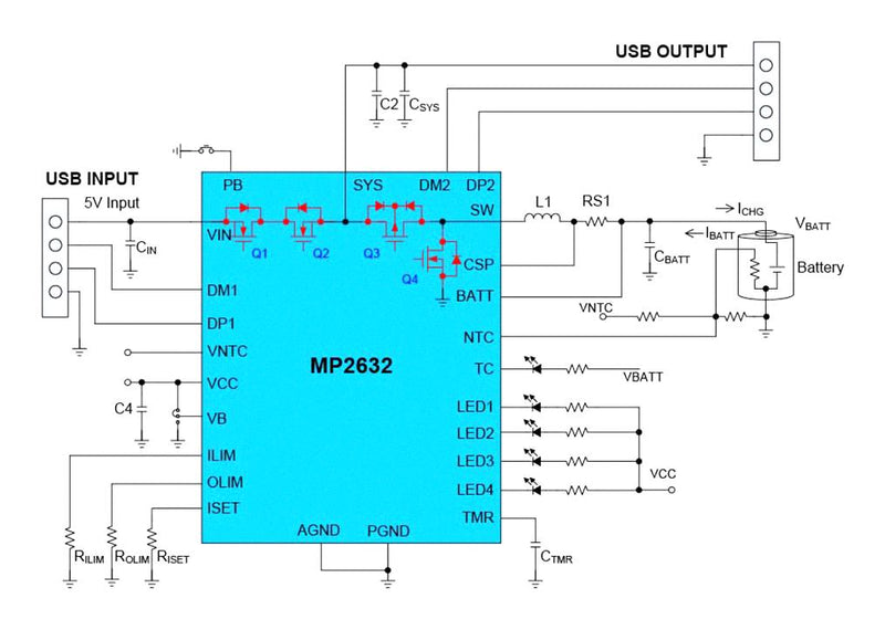 Monolithic Power Systems (MPS) MP2632BGR-P Battery Charger for 1 Cell of Li-Ion Li-Pol 6V Input 4.45V/3A Charge QFN-26 New