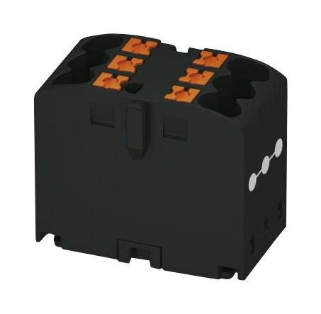 Phoenix Contact PTFIX 6X25 BK Panel Mount Barrier Terminal Block Black 24 A 500 V 6 Pole 3 Push In 12 AWG