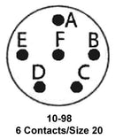 ITT Cannon KPT06P10-98S KPT06P10-98S Circular Connector KPT Straight Plug 6 Contacts Solder Socket Bayonet 10-98