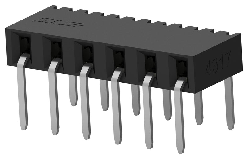 TE Connectivity 2314936-6 PCB Receptacle Board-to-Board 2 mm 1 Rows 6 Contacts Through Hole Mount Right Angle