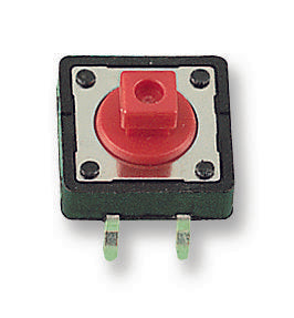 Multicomp PRO MCDTS2-4R MCDTS2-4R Tactile Switch MCDTS2 Top Actuated Through Hole Round Button 260 gf 50mA at 12VDC