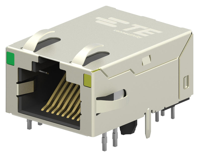 TE Connectivity 1-2301994-1 Modular Connector Inverted With Leds RJ45 Jack 8 Contacts Ways Magjack Series Cat6