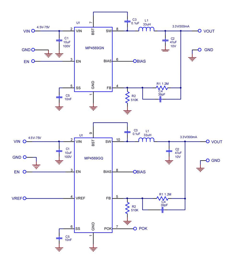 Monolithic Power Systems (MPS) MP4569GQ-P DC-DC Switching Synchronous Buck Regulator 4.5V-75V in 1V to 67.5V out 300mA QFN-EP-10