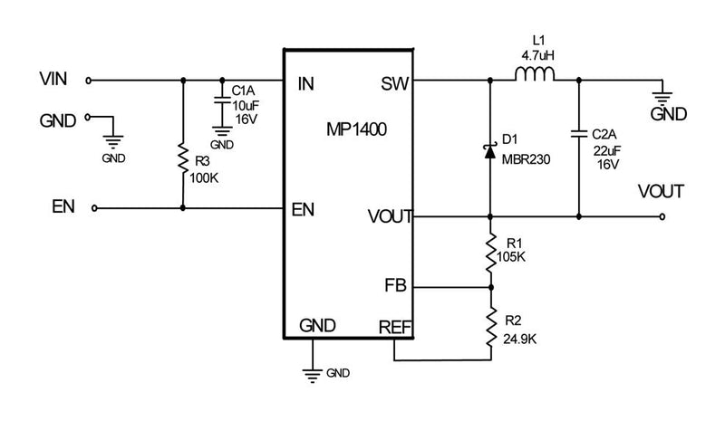 Monolithic Power Systems (MPS) MP1400GC-P DC-DC Switching Buck (Step Down) Regulator 2.7V-7V in -6V to -900mV out 600mA 1.5MHz CSP-8 New