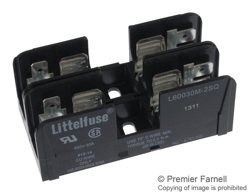 Littelfuse L60030M2SQ Fuseholder Fuse Block Modular 600V 30A Midget Screw / Quick Connect 2 Pole