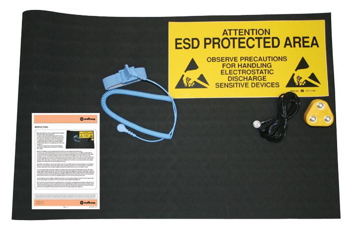 MULTICOMP 069-0007 ESD Workstation Kit, ESD Mat, Earth Bonding Plug, Wrist Strap, 2x Leads, Instruction Leaflet