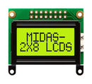 Midas MC20805B6W-SPTLY-V2 Alphanumeric LCD 8 x 2 Black on Yellow / Green 5V Parallel English Japanese Transflective