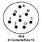 ITT Cannon KPT01P16-8P KPT01P16-8P Circular Connector KPT Cable Mount Receptacle 8 Contacts Solder Pin Bayonet 16-8