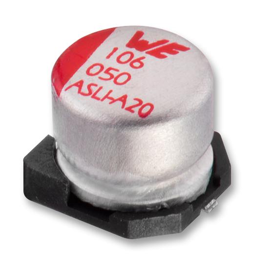 WURTH ELEKTRONIK 865080642006 SMD Aluminium Electrolytic Capacitor, Radial Can - SMD, 10 &micro;F, 50 V, WCAP-ASLI Series