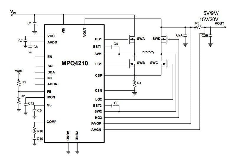 Monolithic Power Systems (MPS) MPQ4210GU-AEC1-P DC/DC Controller AEC-Q100 1 Output Synchronous Buck-Boost 400 kHz 5V to 40V in QFN-EP-27