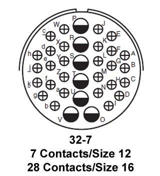 Amphenol Industrial GTS020R32-7P GTS020R32-7P Circular Connector Box Mount Receptacle 35 Contacts Solder Pin Reverse Bayonet 32-7