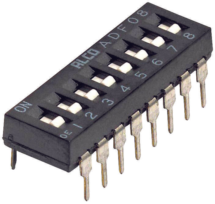 Alcoswitch - TE Connectivity 4-1825059-1 DIP Switch 8POS Spst Slide