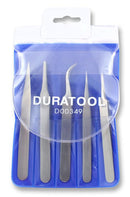 DURATOOL D00349 Precision Tweezer Set 5 Pcs - Anti-Magnetic Stainless Steel