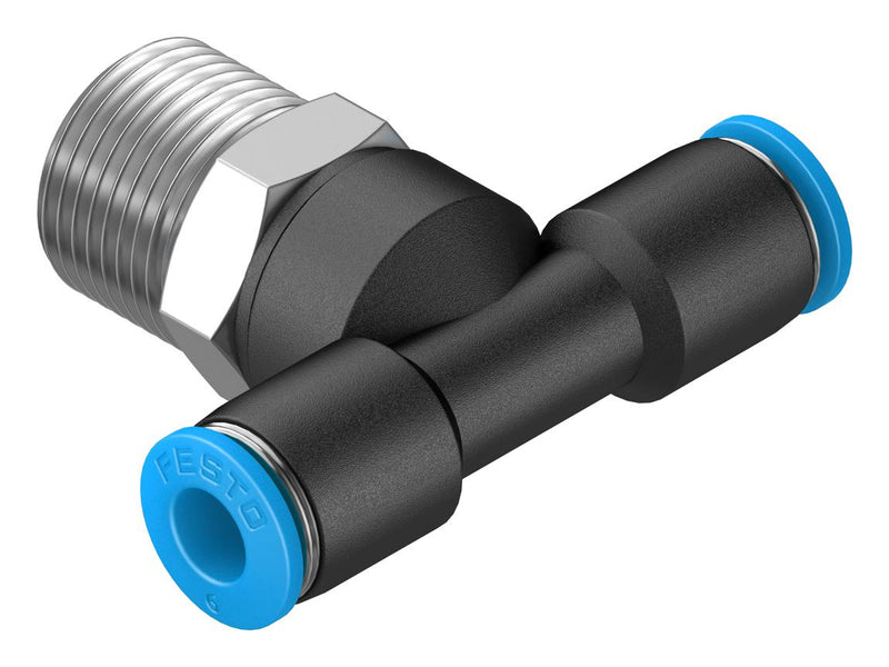 Festo QST-3/8-6 Pneumatic Fitting Push-In T-Fitting R3/8 14 bar 6 mm PBT (Polybutylene Terephthalate) QST