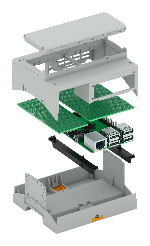 Phoenix Contact RPI-BC 1076 DEV-KIT KMGY Electronic Housing For Raspberry Pi-BC Lower Part Upper Cover &amp; PCB Holder Light Gray