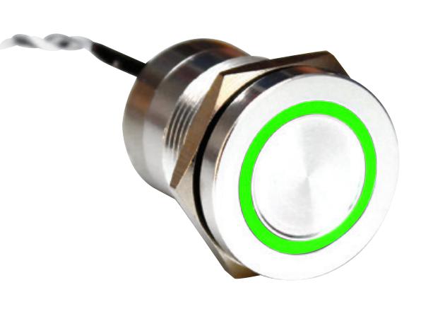 Bulgin MC19LOSGR Vandal Resistant Switch Dpdt Natural MC Series Off-On Green Red Wire Leaded