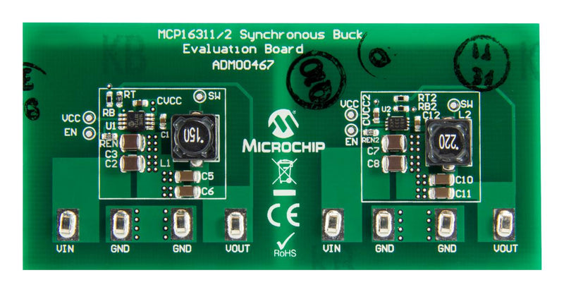 Microchip ADM00467 Evaluation Board Synchronous Buck Converter Power Management MCP16311 MCP16312