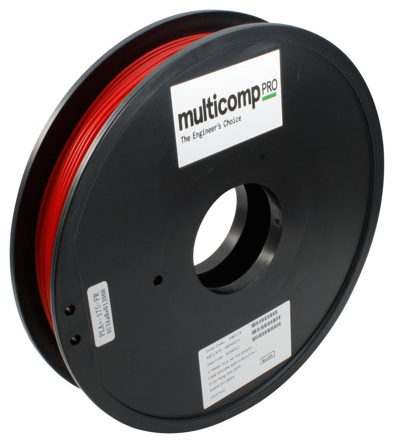 Multicomp PRO MP002271 MP002271 3D Printer Filament 1.75mm Dia Red PLA 205 to 225 &Acirc;&deg;C