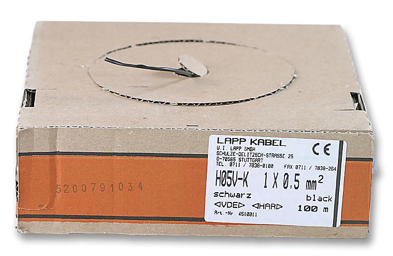 Lapp Kabel 4520015 4520015 Wire Stranded Hook Up PVC Black 8 AWG 10 mm&Acirc;&sup2; 328 ft 100 m