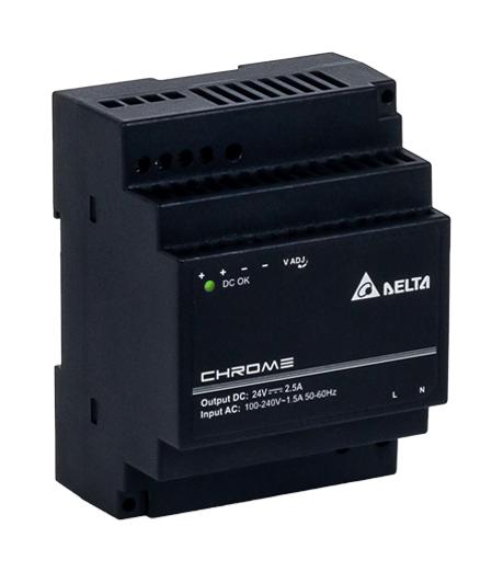 Delta Electronics / Power DRC-24V60W1AZ DRC-24V60W1AZ AC/DC DIN Rail Supply (PSU) ITE 1 Output 60 W 24 V 2.5 mA