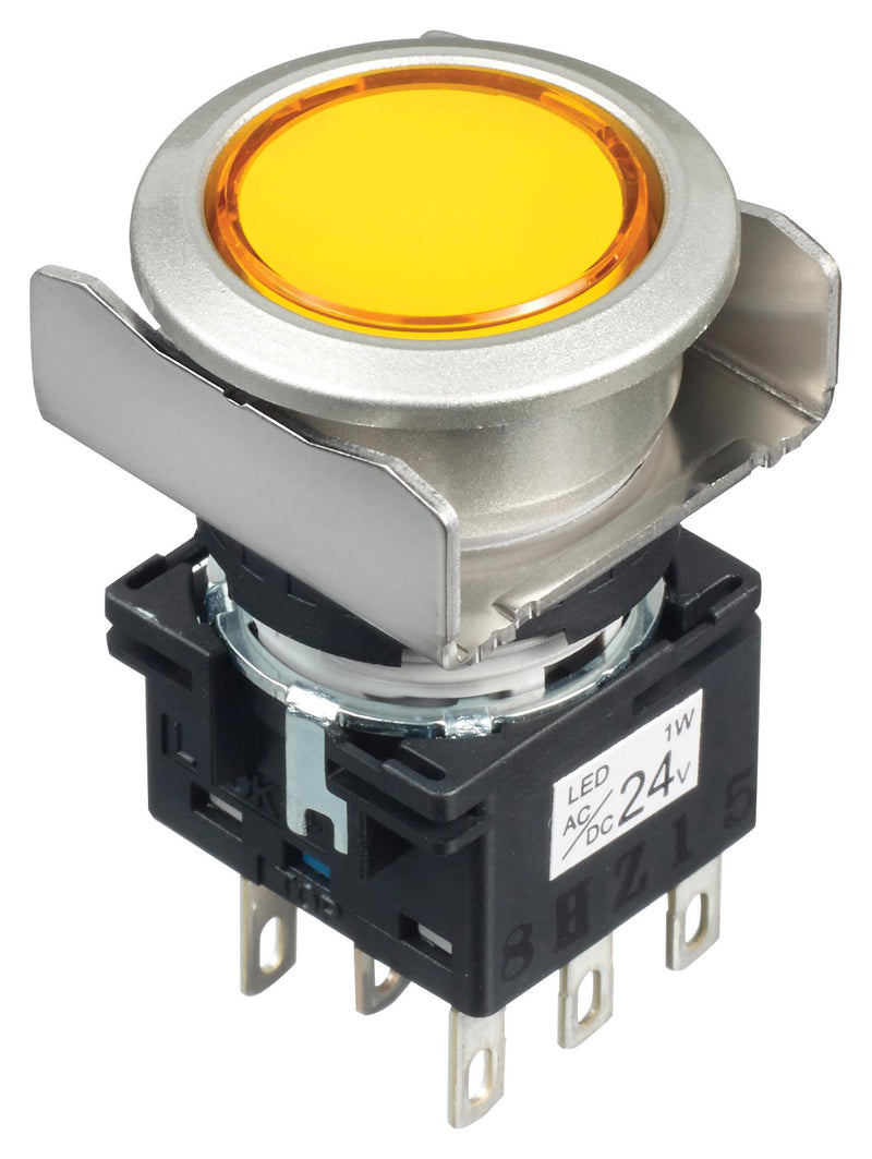 Idec LB6ML-M1T64Y Illuminated Pushbutton Switch Flush Silhouette LB Series Dpdt Momentary Spring Return 24 V