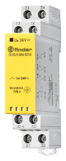 Finder 7S.23.9.024.0210 Power Relay DPST-NO SPST-NC 24 VDC 10 A 7S Series DIN Rail