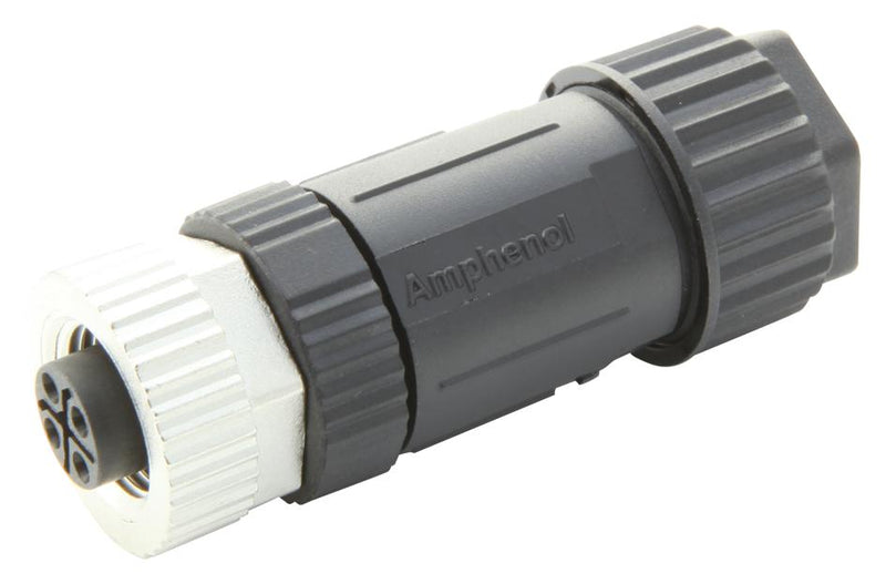 Amphenol LTW M12S-04BFFB-SL7002 Sensor Connector 4 Pole M12 Receptacle M Series Female Positions Screw Socket