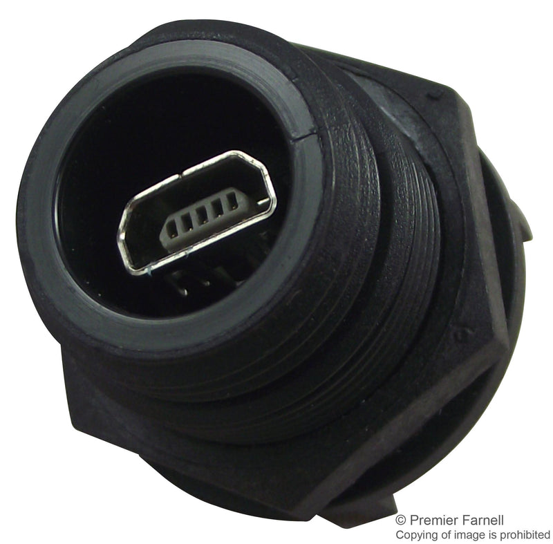 Bulgin PX0458 USB Sealed Connector Mini Type AB 2.0 Receptacle 5 Position Through Hole Mount IP68