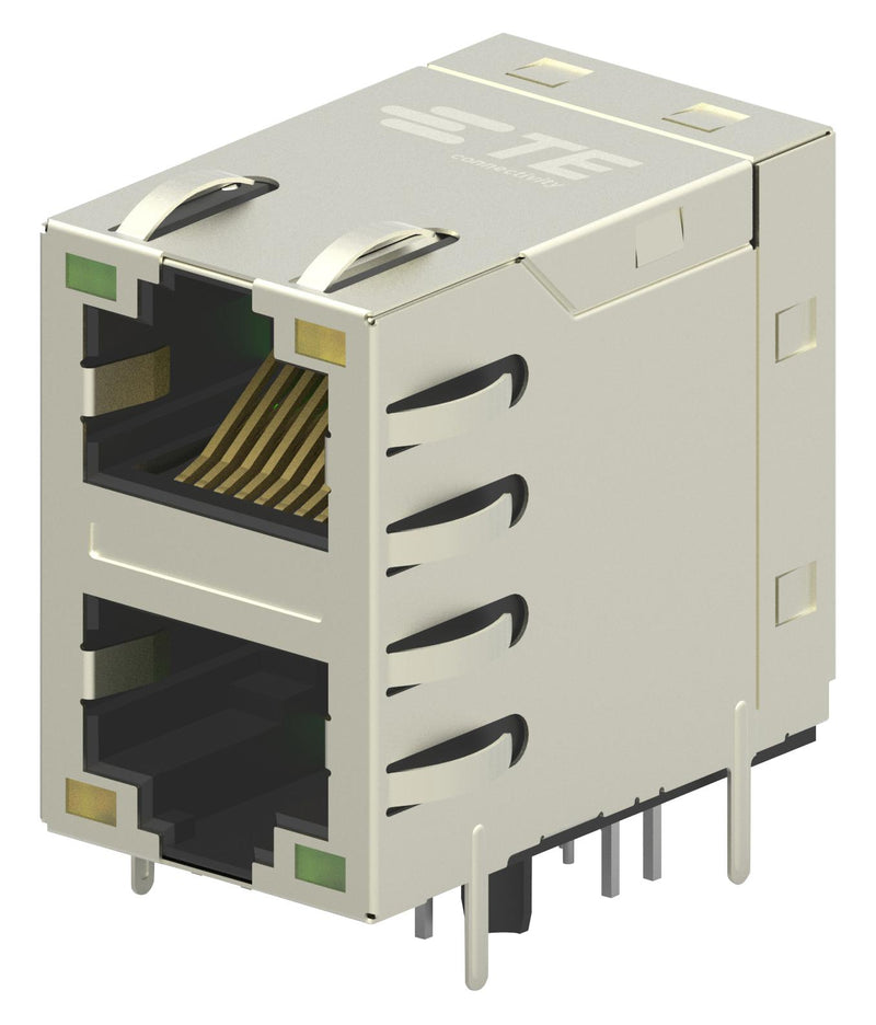 TE Connectivity 2301997-5 Modular Connector RJ45 Jack 2 x 1 (Stacked) 8P8C Cat5 Through Hole Mount