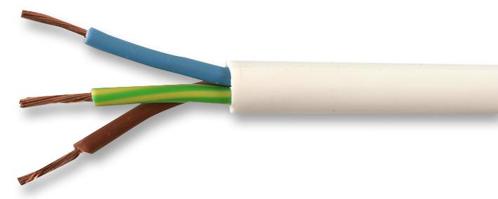 PRO POWER 3183Y-1.25MMWHT100M Round Mains Cable 3183Y 3-Core 13A White 1.25mm&sup2; x 100m