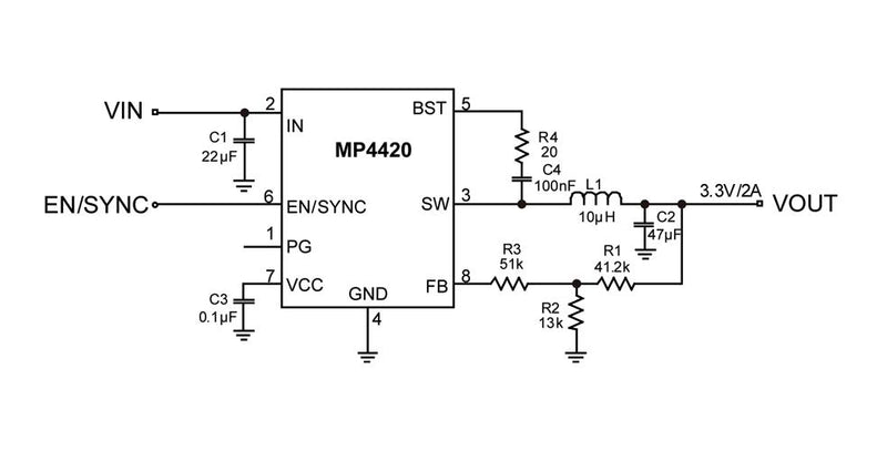 Monolithic Power Systems (MPS) MP4420GJ-P DC-DC Switching Synchronous Buck Regulator 4V-30V in 800mV to 27V out 2A 410kHz TSOT-23-8 New