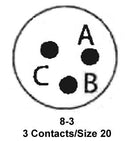 ITT Cannon KPT06J8-3S KPT06J8-3S Circular Connector KPT Straight Plug 3 Contacts Solder Socket Bayonet 8-3