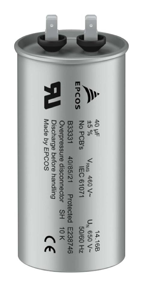 Epcos B33331V7605J080 AC Film Capacitor 6 &micro;F 460 VAC PP (Polypropylene) &plusmn; 5% B33331V Series Can