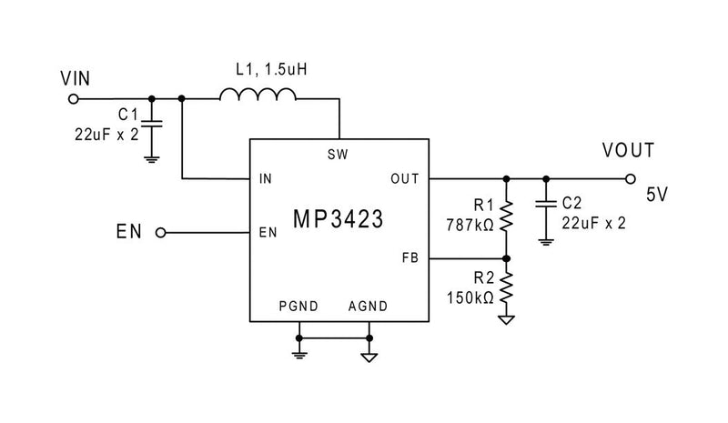 Monolithic Power Systems (MPS) MP3423GG-P DC-DC Switching Synchronous Boost Regulator 1.9V-5.5V in 2.5V to 5.5V out 9A 600kHz QFN-14 New