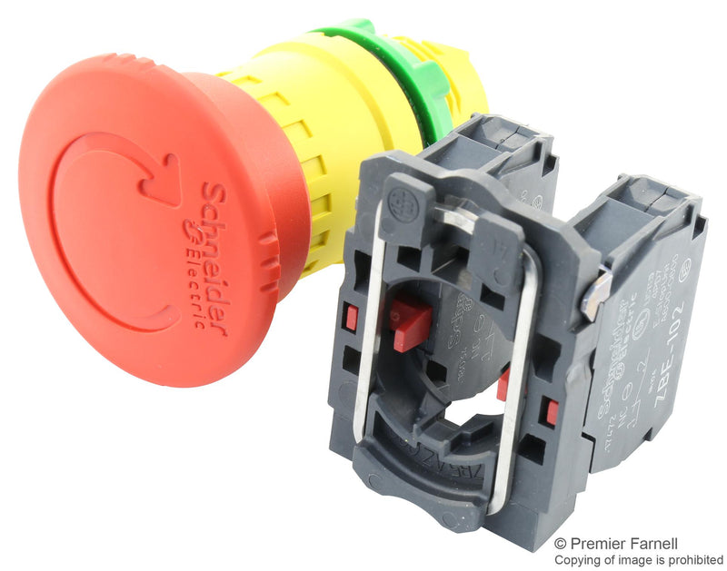 Schneider Electric XB5AS8444 Emergency Stop Switch DPST-NC Turn to Release Screw Clamp 6 A 120 V