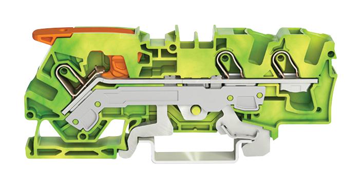 Wago 2106-1307 DIN Rail Mount Terminal Block 3 Ways 20 AWG 8 6 mm&sup2; Clamp 41 A