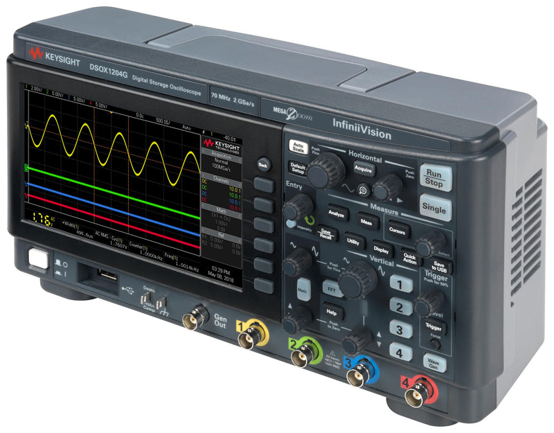 Keysight Technologies DSOX1204G Digital Oscilloscope Infiniivision 1000 X-Series 4 Channel 70 MHz 2 Gsps 1 Mpts 5 ns