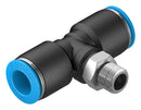 Festo QST-1/8-10 Pneumatic Fitting Push-In T-Fitting R1/8 14 bar 10 mm PBT (Polybutylene Terephthalate) QST