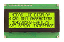 Midas MC42005A6W-SPTLYS-V2 MC42005A6W-SPTLYS-V2 Alphanumeric LCD 20 x 4 Black on Yellow / Green 5V SPI English Japanese Transflective