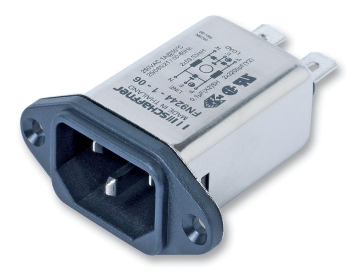 Schaffner FN9244B-3-06 FN9244B-3-06 Filtered IEC Power Entry Module C14 Medical 3 A 250 VAC