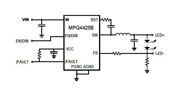 Monolithic Power Systems (MPS) MPQ4425BGQB-AEC1-P LED Driver AEC-Q100 Synchronous Buck Step Down 1 Output 4 to 36 Vin 1.5 A 400kHz QFN-13